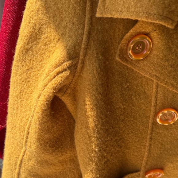 Wool Yellow Gold Double-Breasted Pea Coat - Picture 5 of 6